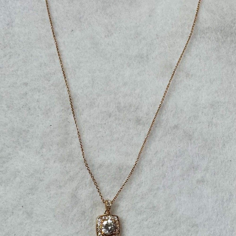 NADRI- Yellow- Gold Chain CZ Square Pendant - Picture 6 of 8